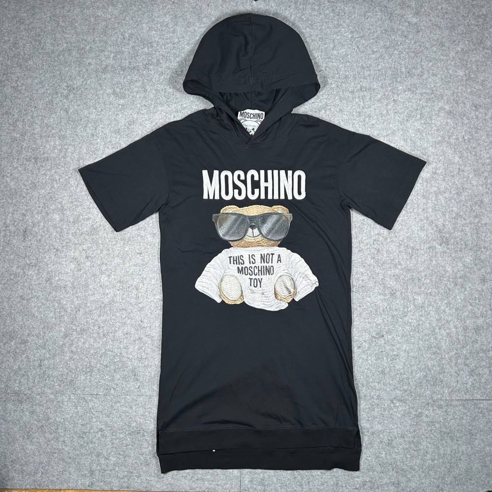 Moschino Hoodie Dress Womens 40 Black Teddy Bear This Is Notโ A Moschino Toy